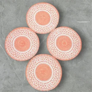 Geometric Jute Dining Table Mat Set- 4Pcs