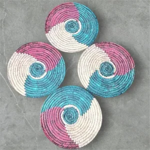 Modern Tri Color Jute Dining Table Mat Set- 4Pcs