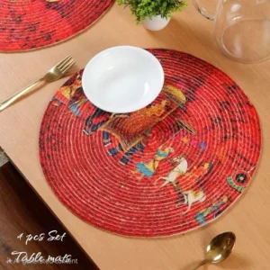 Royal procession Jute Dining Table Mat Set- 4Pcs