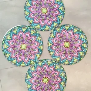 Colorful Mandala Jute Dining Table Mat Set- 4Pcs