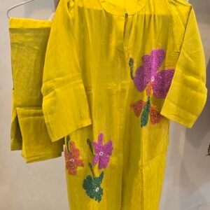 Elegant Embroidered Slub Cotton Co-ord Set