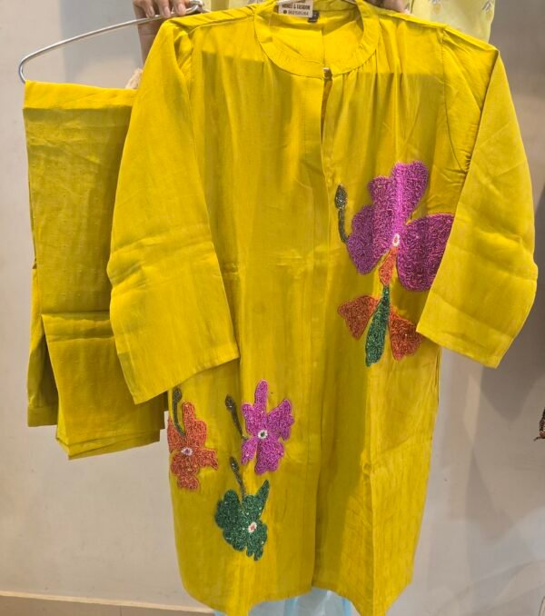Elegant Embroidered Slub Cotton Co-ord Set