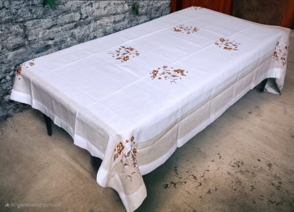 Elegant Linen Embroidered Dining Cover
