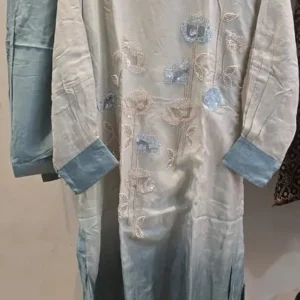 Chic Ombre Embroidered Roman Silk 2-Piece Set